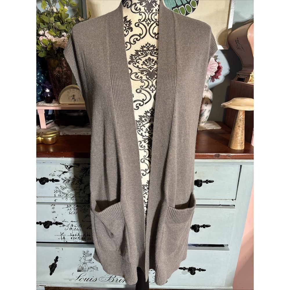 Kinross Cashmere Open Cardigan Sweater S Gray Quiet Luxury Minimalist. Pockets.